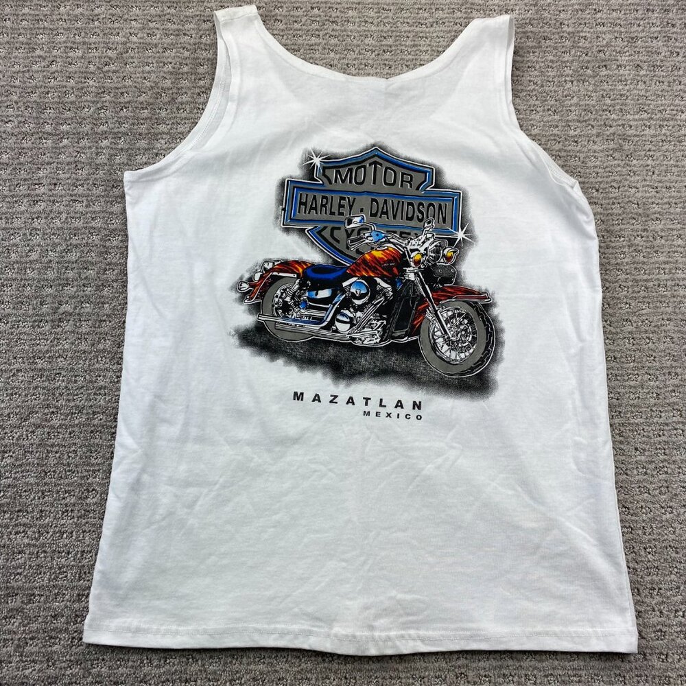 Biker Shirt Tank Top Men Medium M White Motorcycle MAZATLAN Mexico Casual Beach